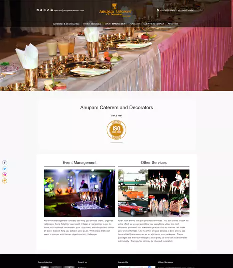 Anupam Caterers project screenshot